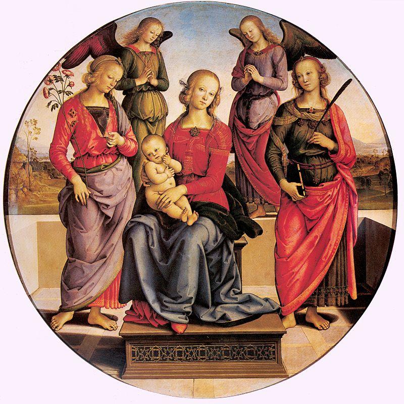 PERUGINO, Pietro Madonna Enthroned with Child and Two Saints oil painting image